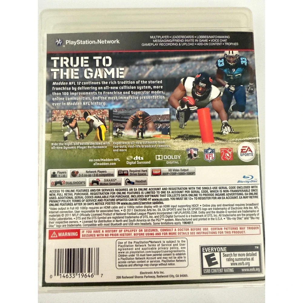 EA Sports Madden NFL 12 Sony PlayStation 3 PS3 Game Peyton Hillis Cover CIB